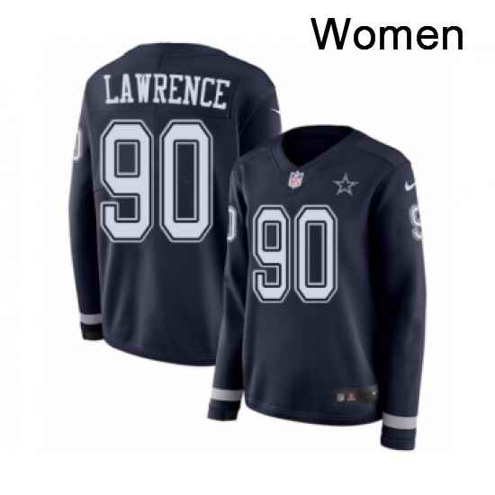 Womens Nike Dallas Cowboys 90 Demarcus Lawrence Limited Navy Blue Therma Long Sleeve NFL Jersey